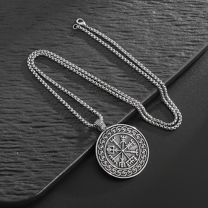 Men's Vintage Viking Compass Pendant Necklace